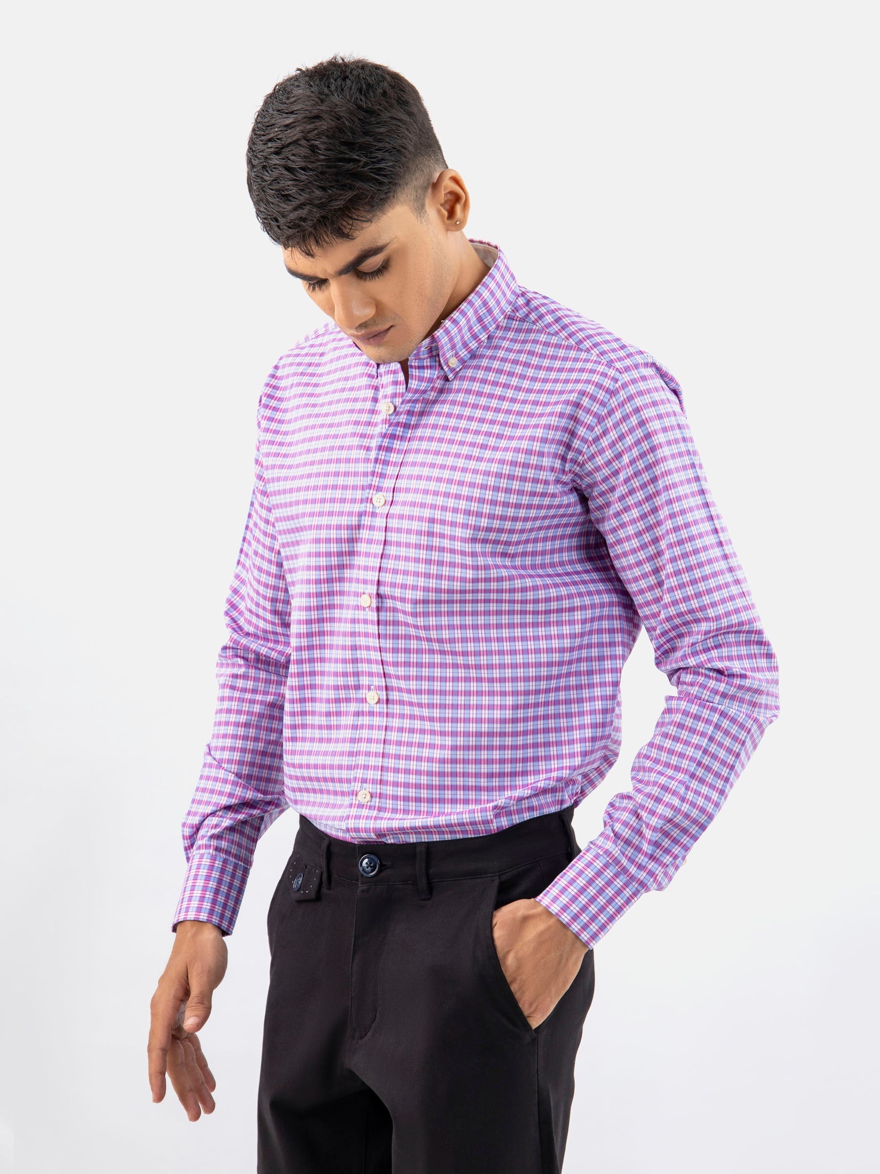 Pink & Blue Gingham Button Down Shirt