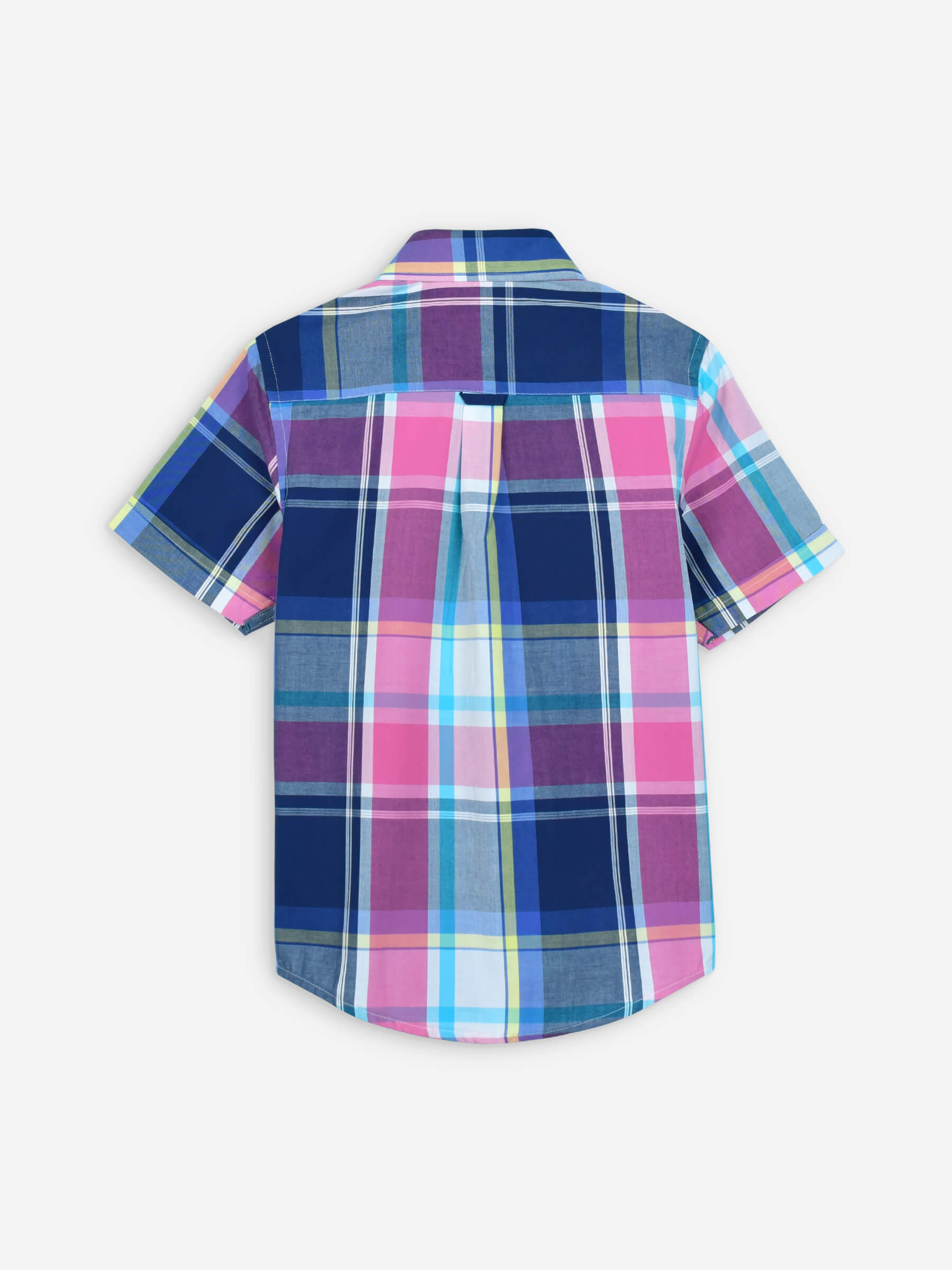 Pink & Blue Large Check Half Sleeve Casual Shirt
