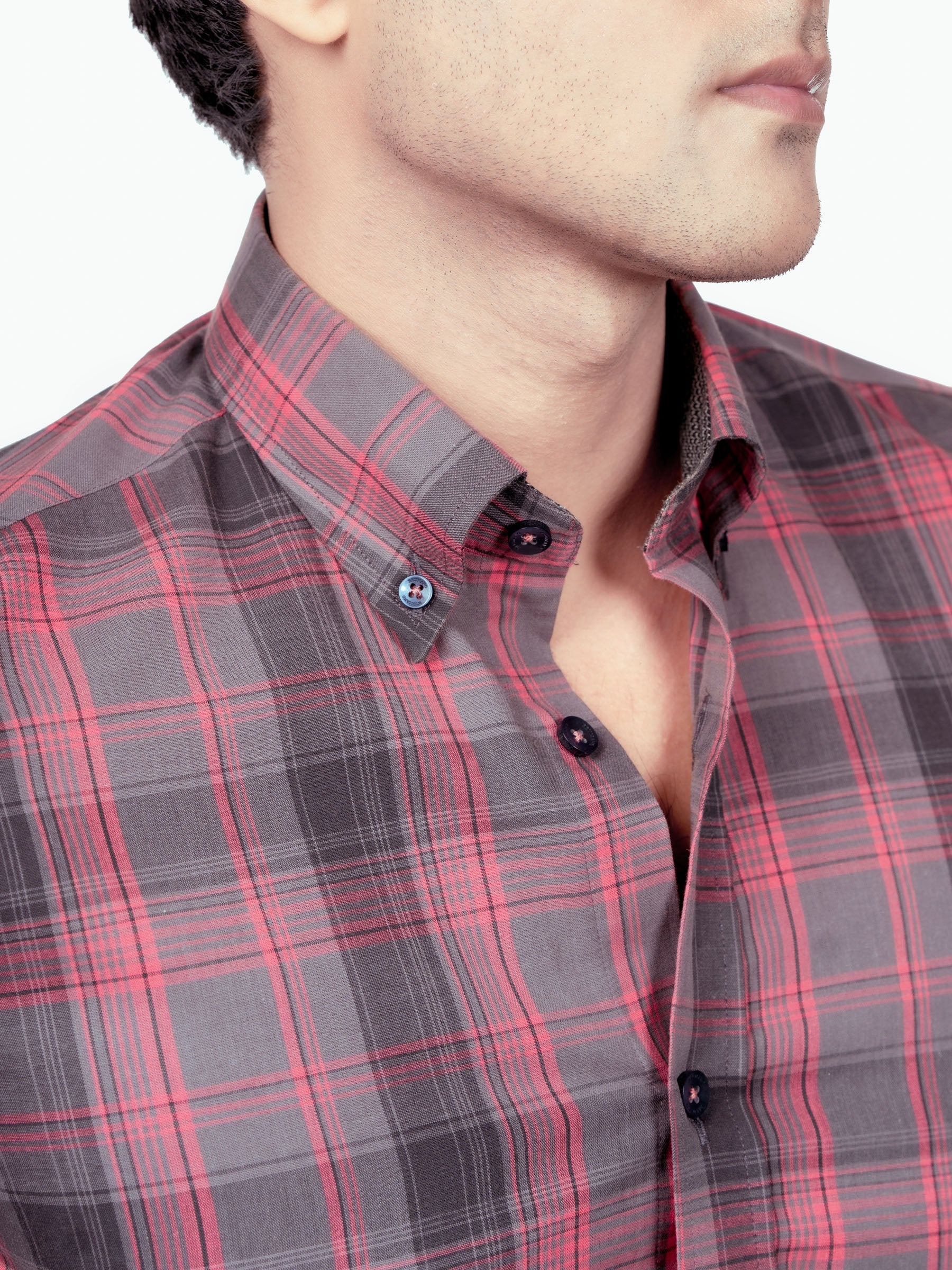 Pink & Grey Checkered Shirt