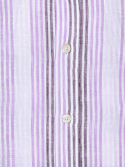 Pink & Purple 100% Linen Striped Shirt