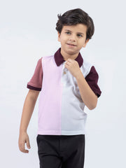 Pink & White Two-Tone Casual Pique Polo