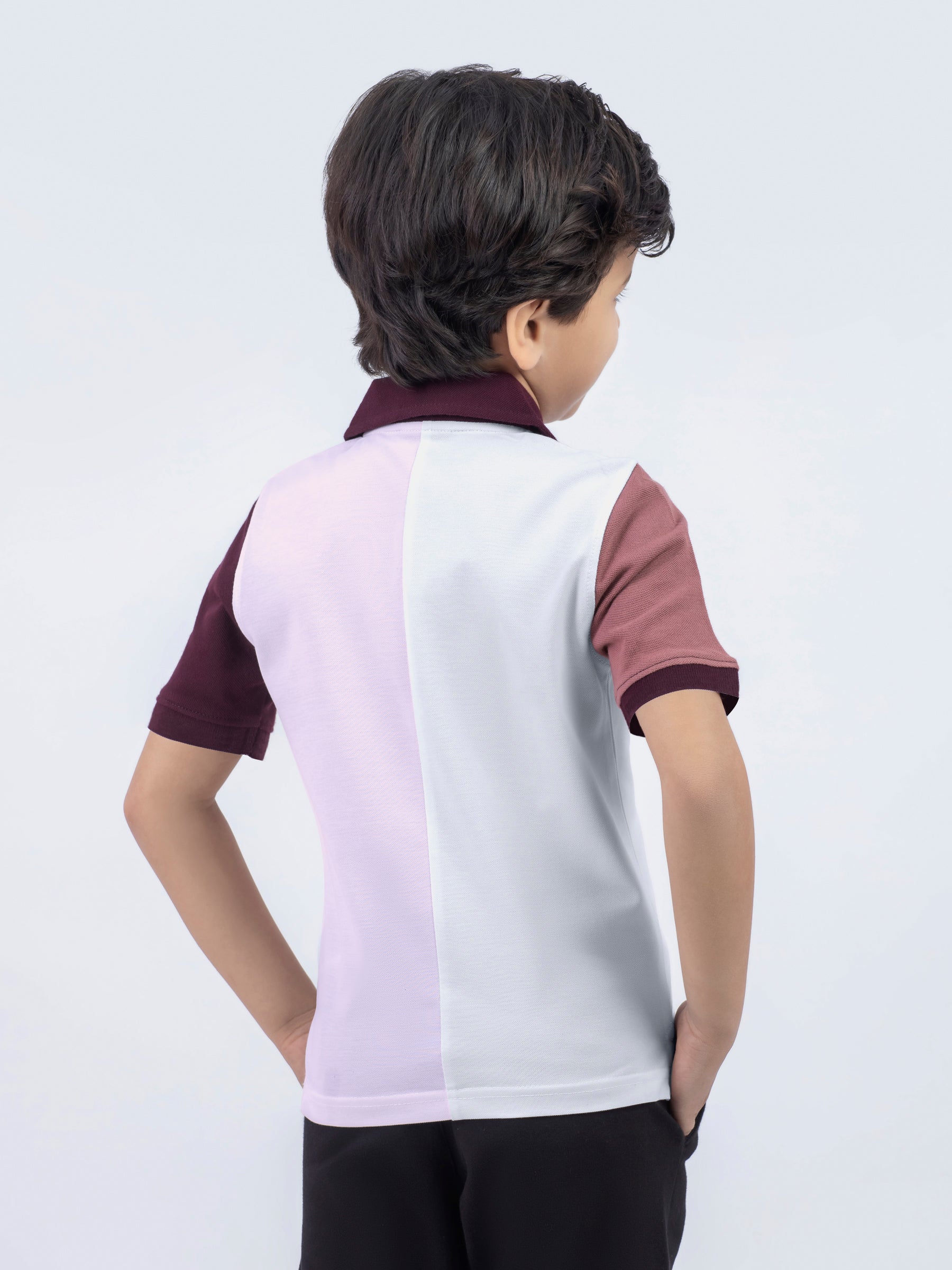 Pink & White Two-Tone Casual Pique Polo