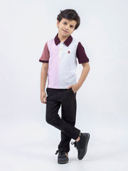 Pink & White Two-Tone Casual Pique Polo