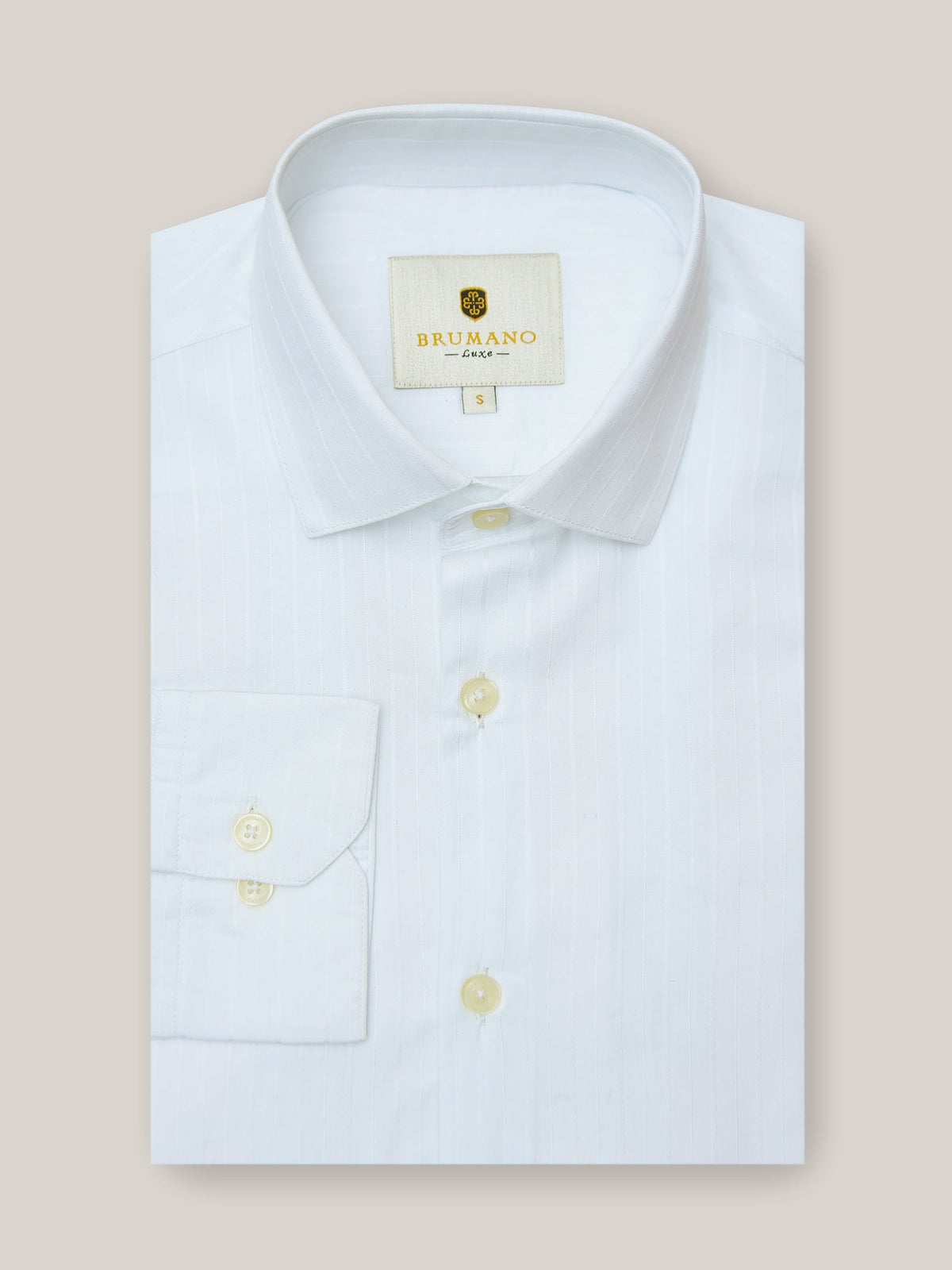 Plain White Striped Shirt With Cutaway Collar