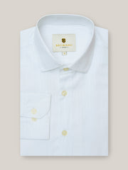 Plain White Striped Shirt With Cutaway Collar