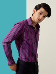 Purple Bold Striped Shirt