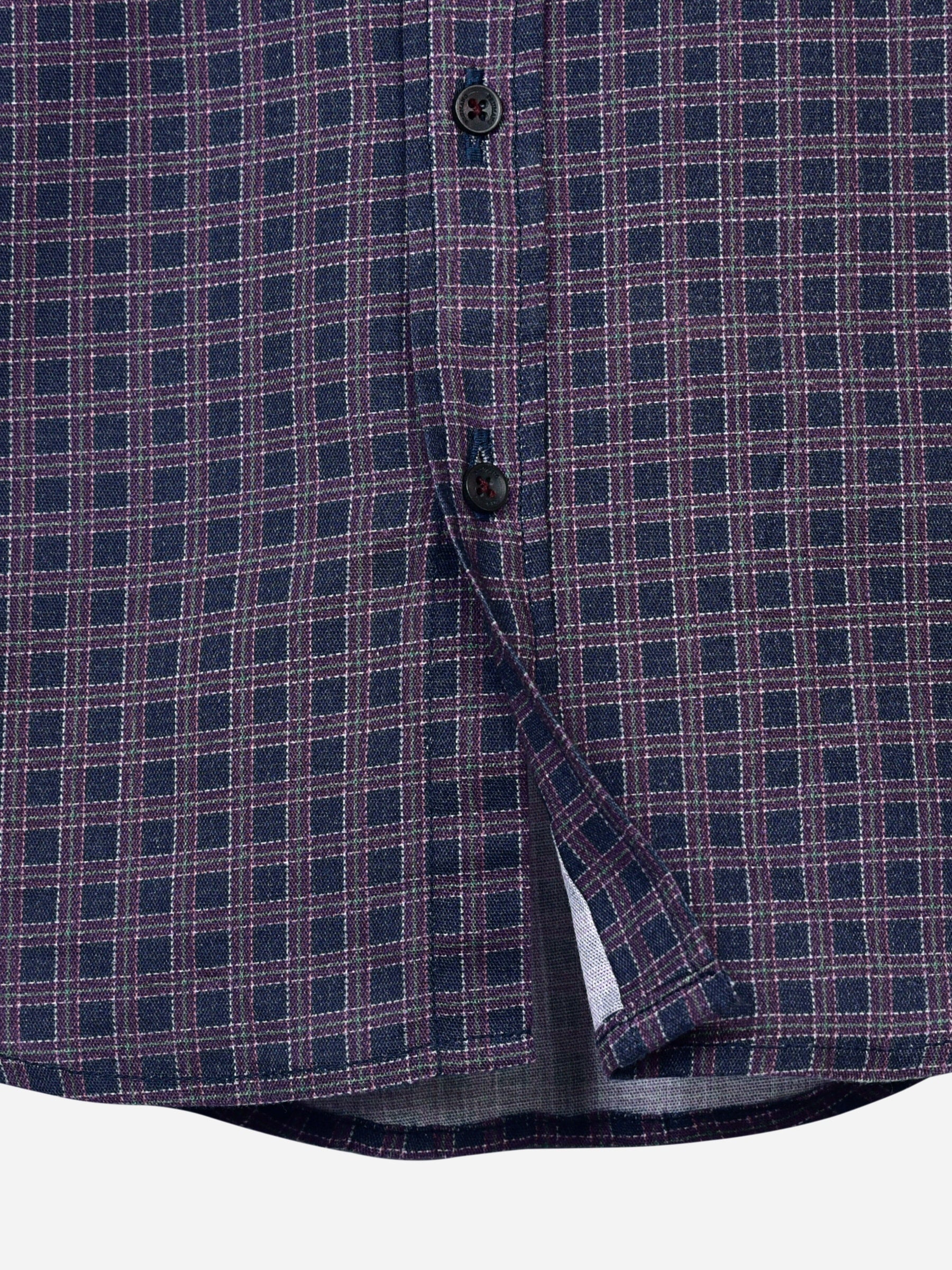 Purple Gingham Checkered Casual Shirt