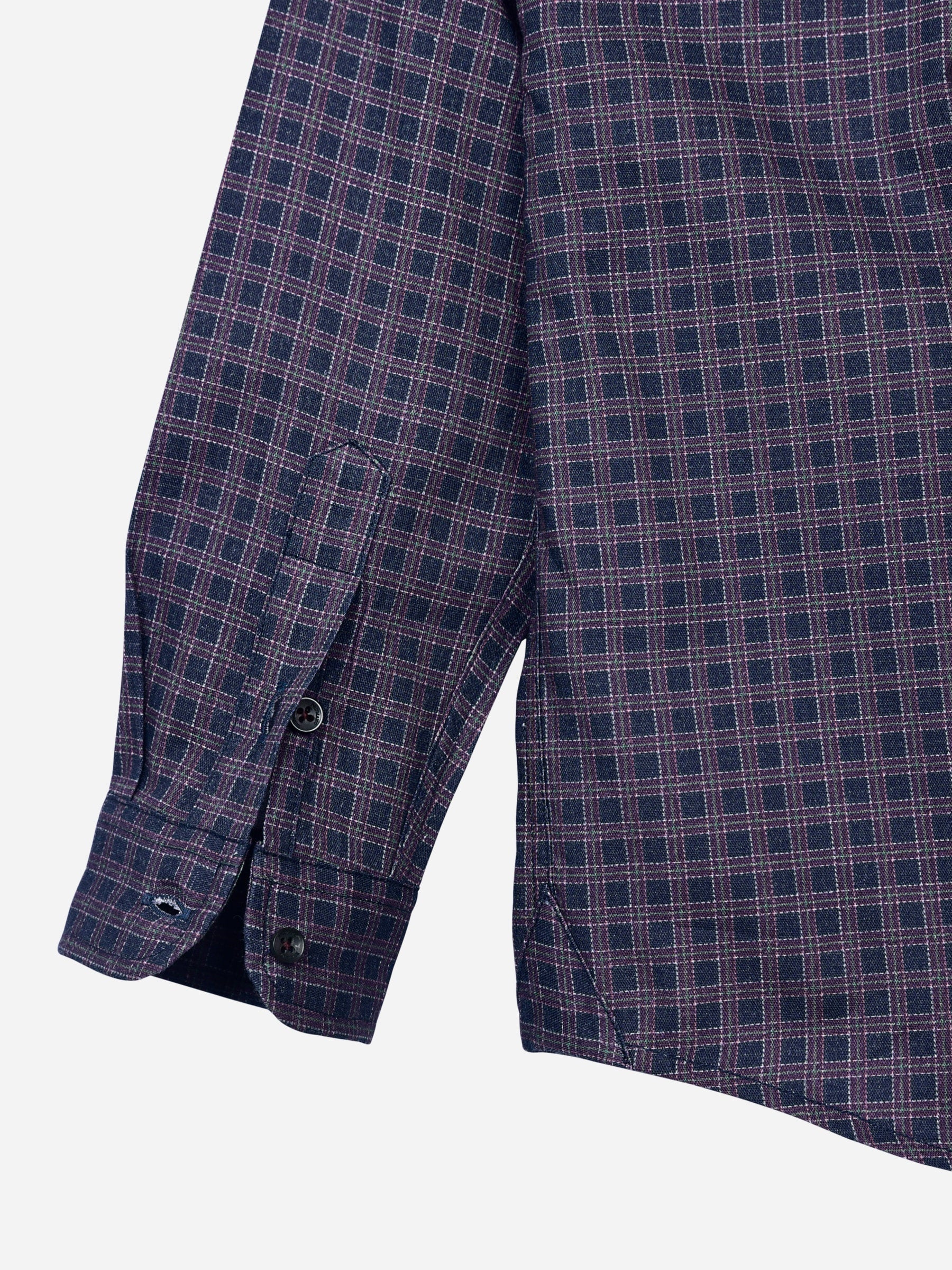 Purple Gingham Checkered Casual Shirt