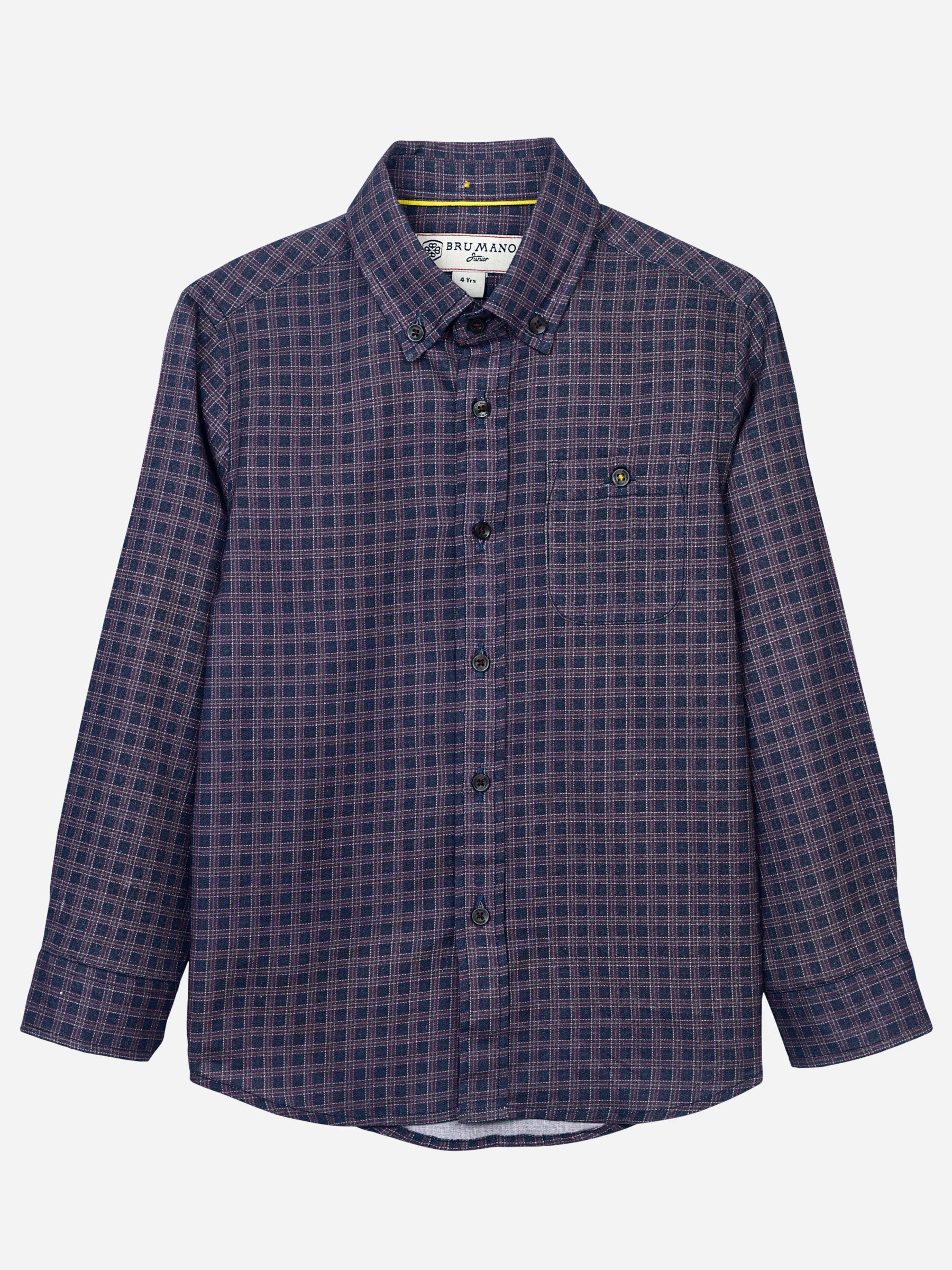 Purple Gingham Checkered Casual Shirt