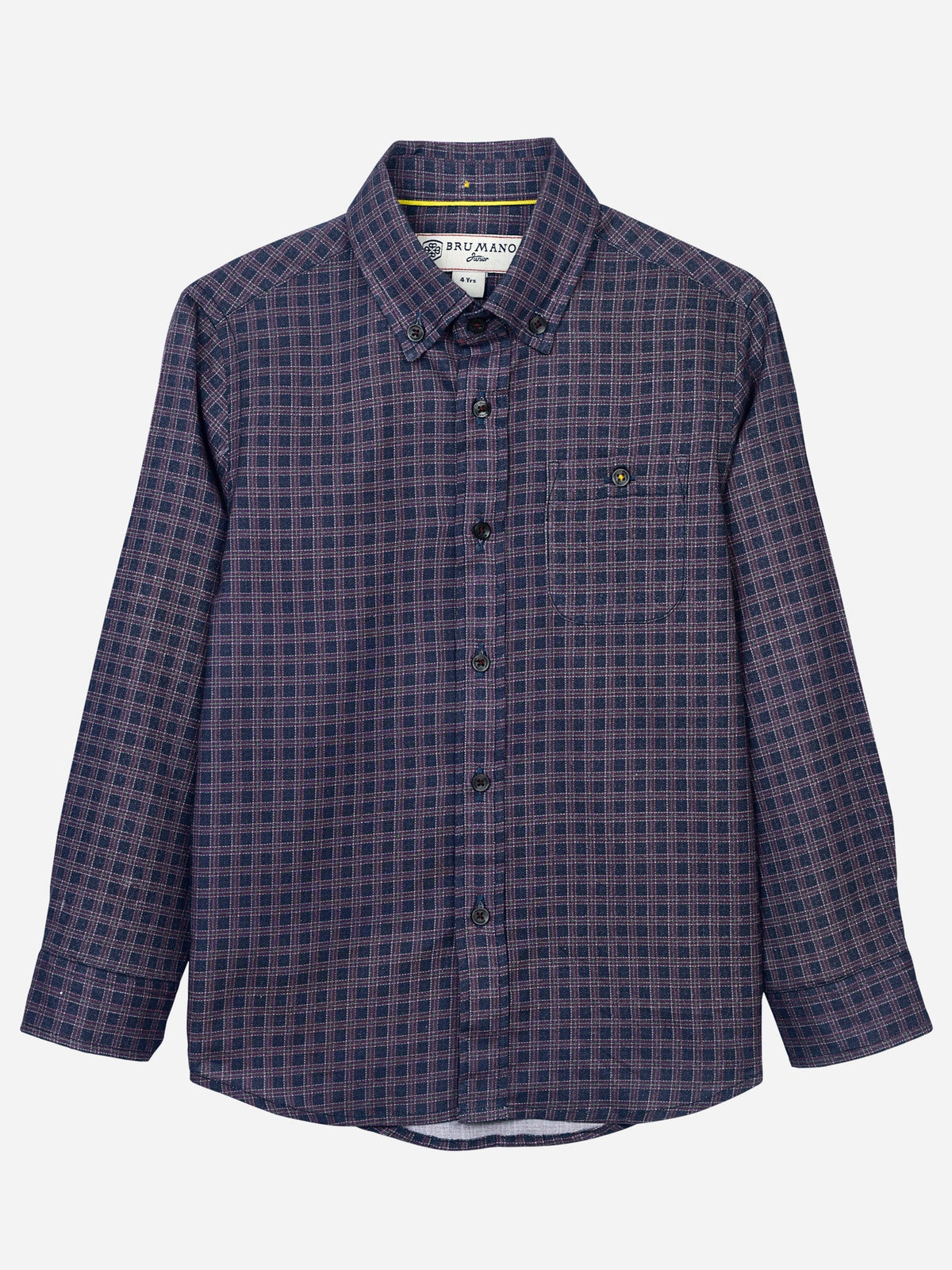 Purple Gingham Checkered Casual Shirt