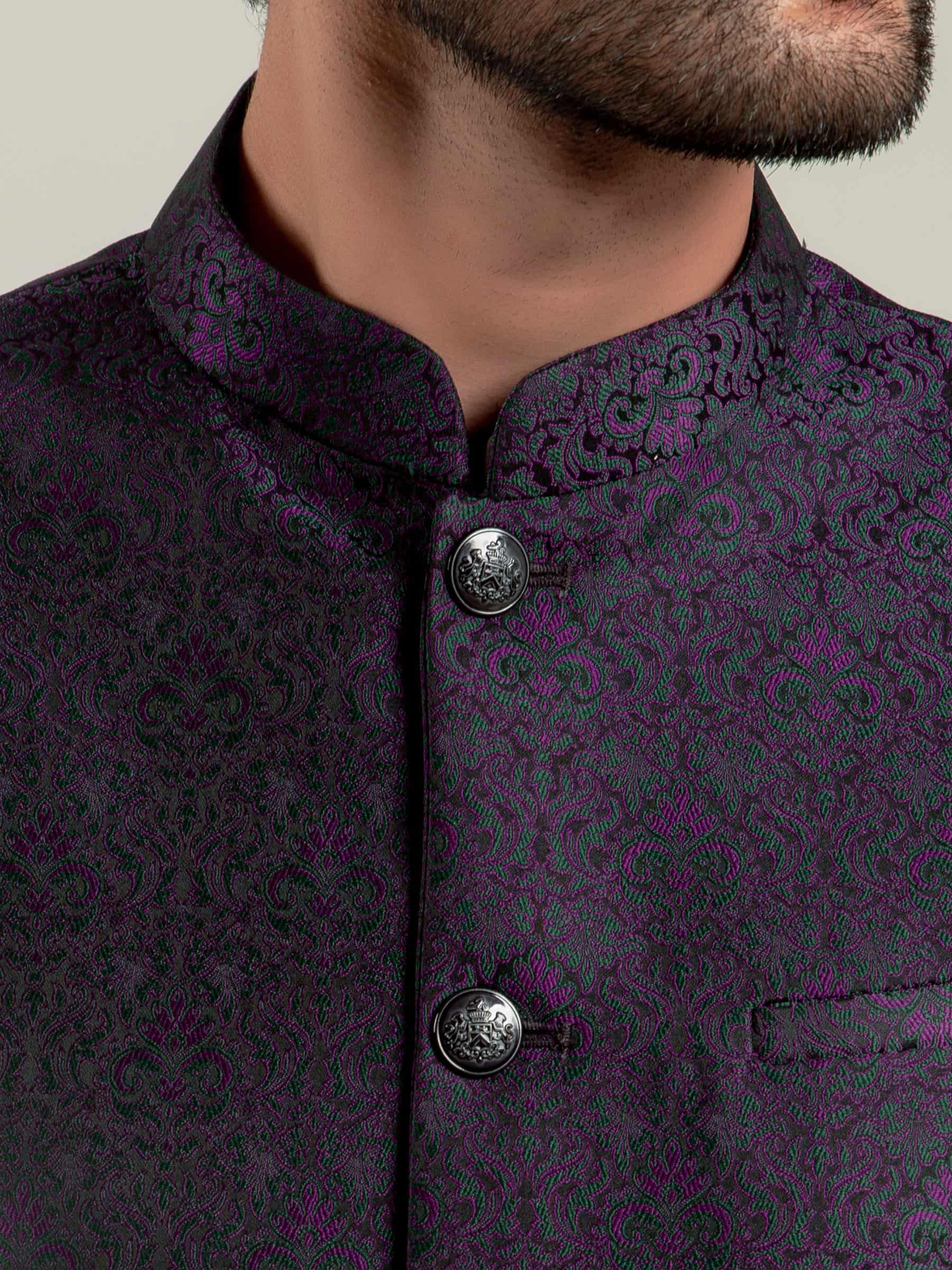 Purple Jacquard Waistcoat