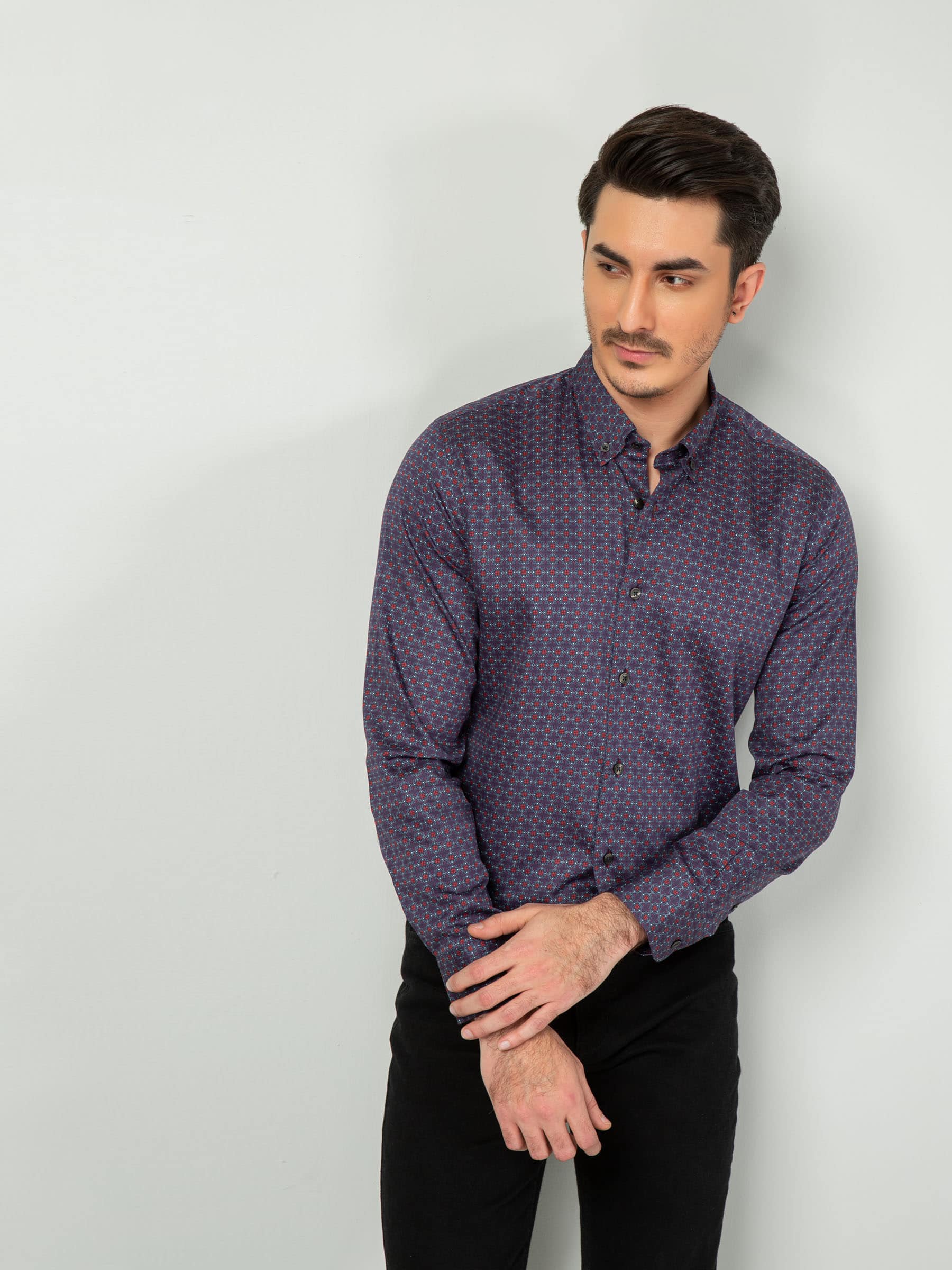 Purple & Red Printed Shirt