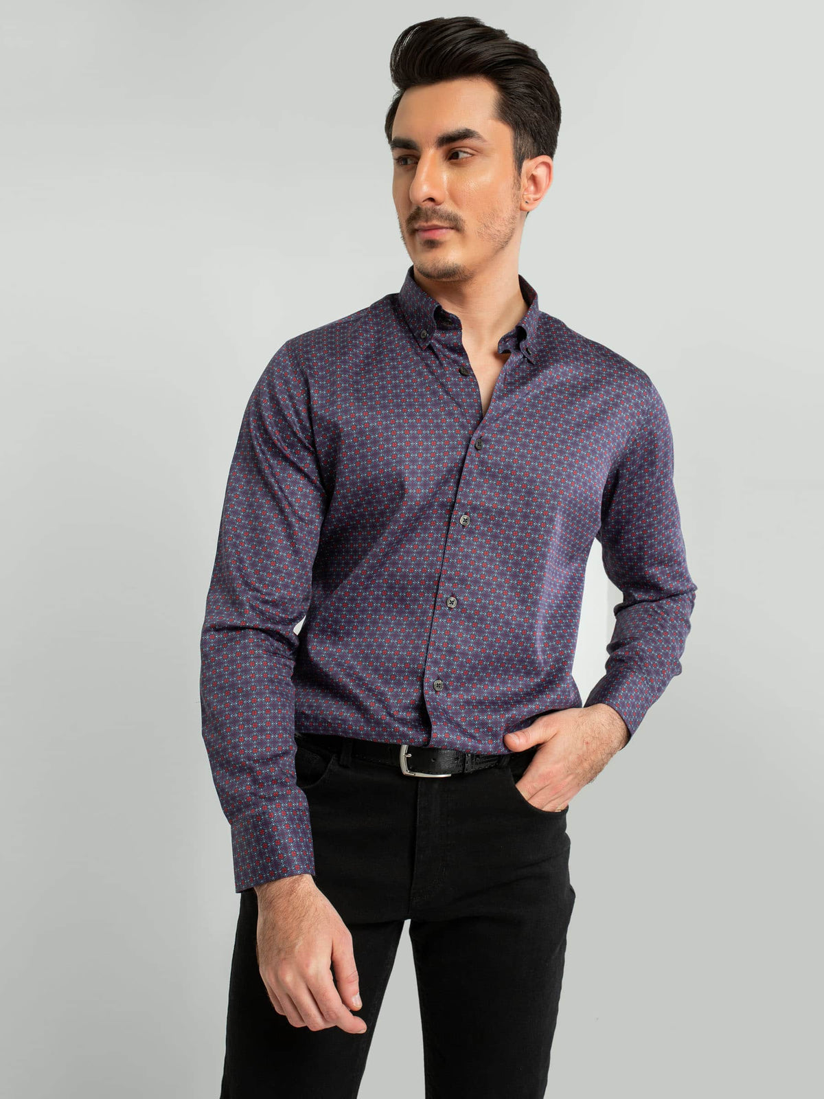 Purple & Red Printed Shirt