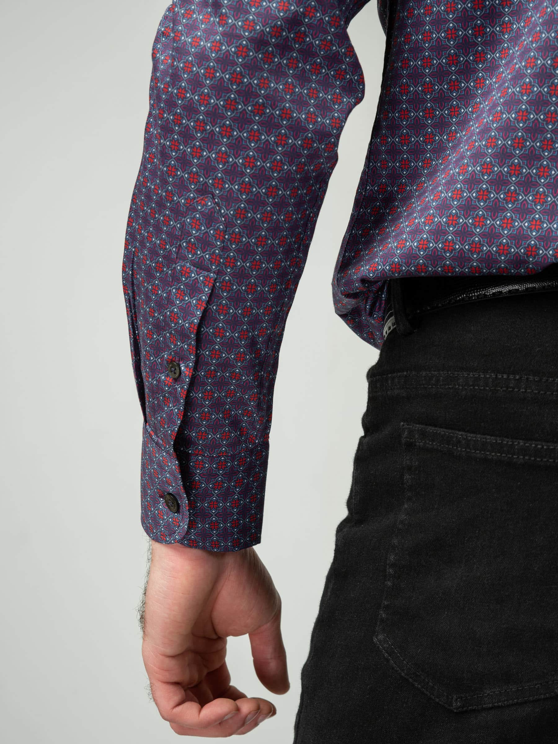 Purple & Red Printed Shirt