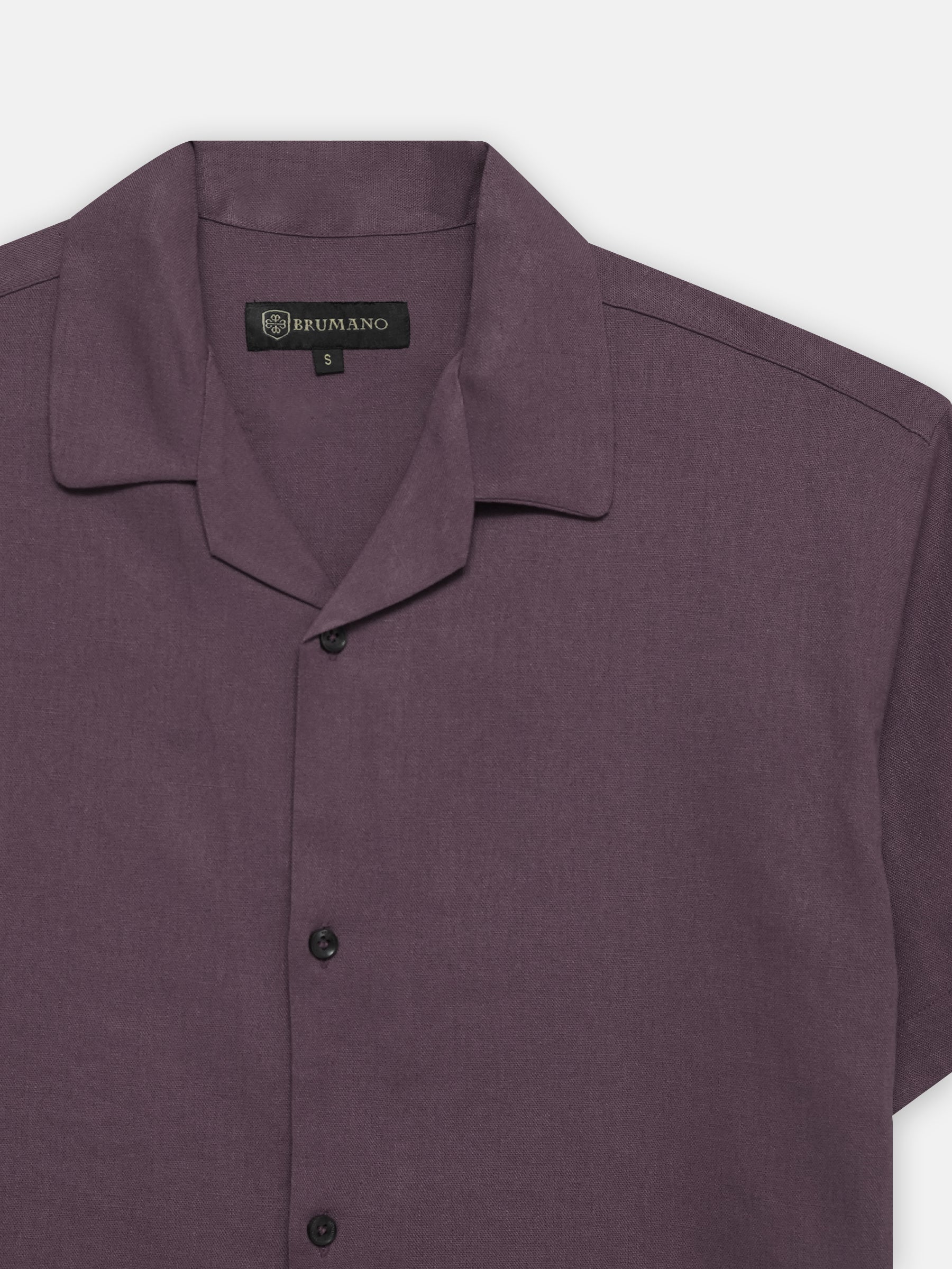 Purple Linen Half Sleeve Cuban Collar Shirt