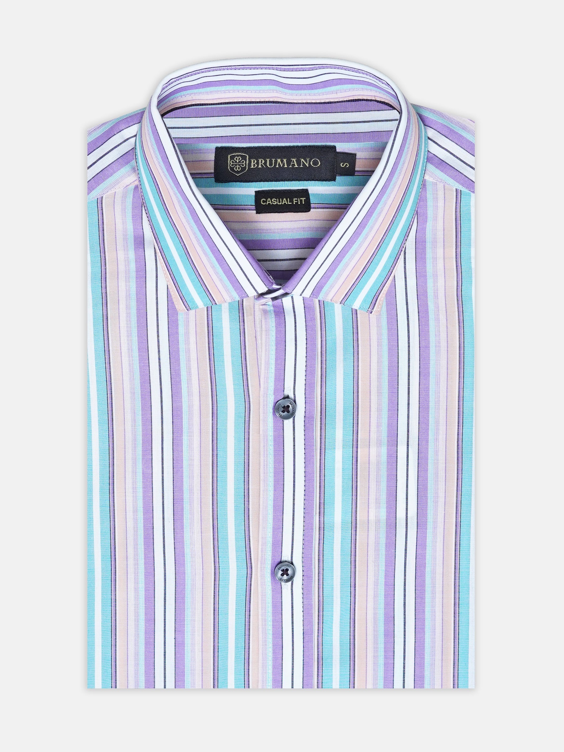 Purple & Peach Striped Formal Shirt