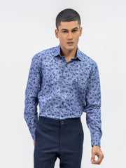 Purple Abstract Printed Shirt With Classic Collar