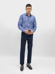 Purple Abstract Printed Shirt With Classic Collar