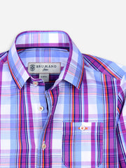 Purple Checkered Long Sleeve Casual Shirt