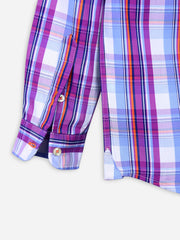 Purple Checkered Long Sleeve Casual Shirt