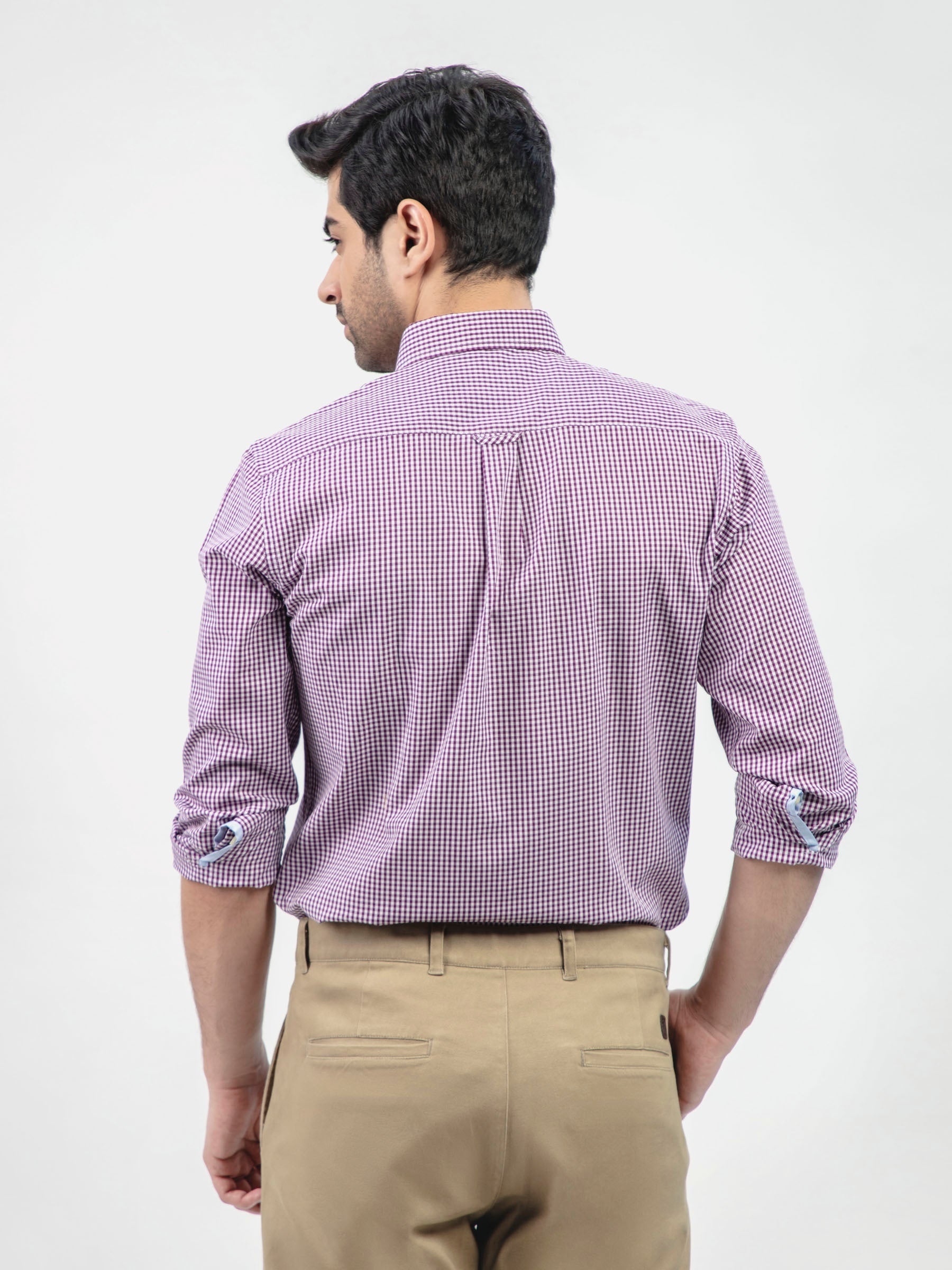 Purple Gingham Button Down Shirt