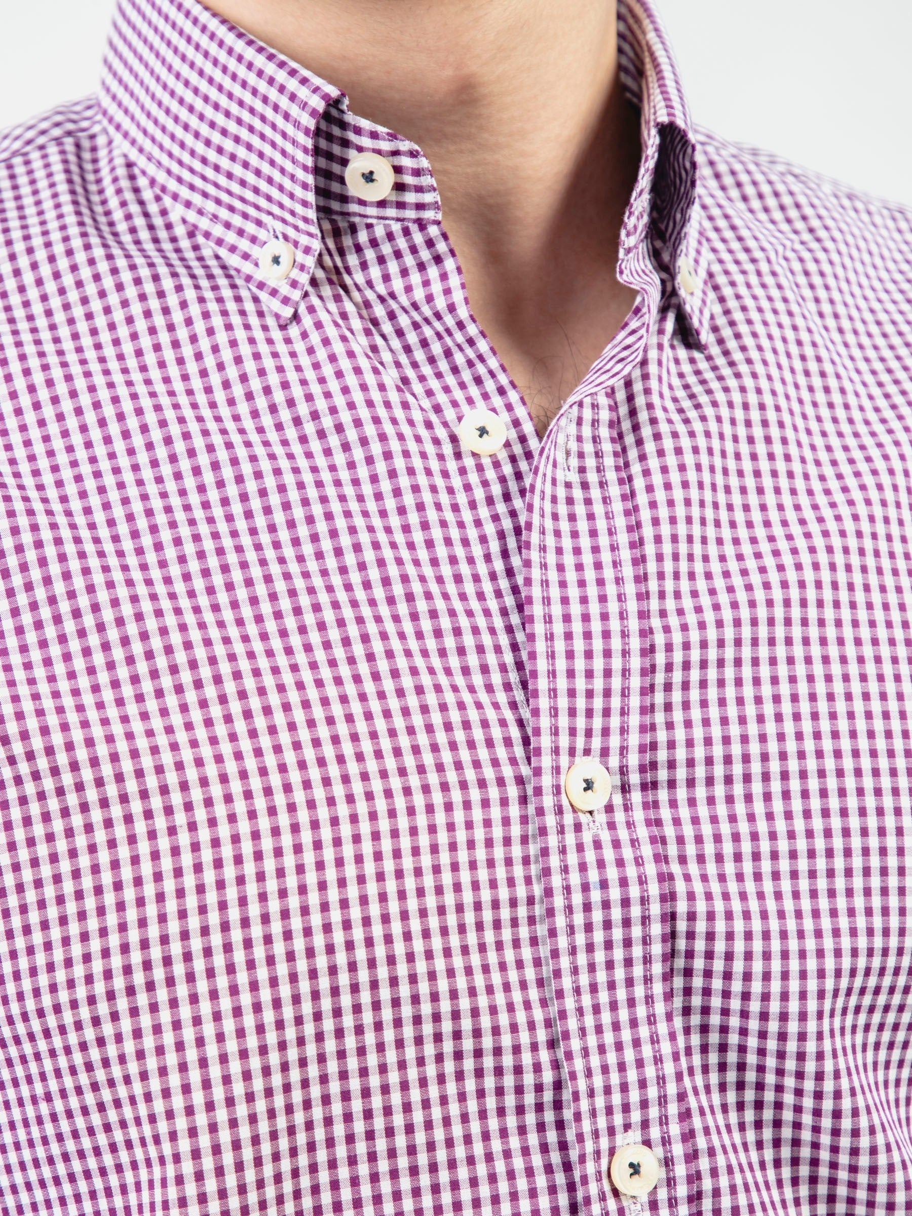 Purple Gingham Button Down Shirt