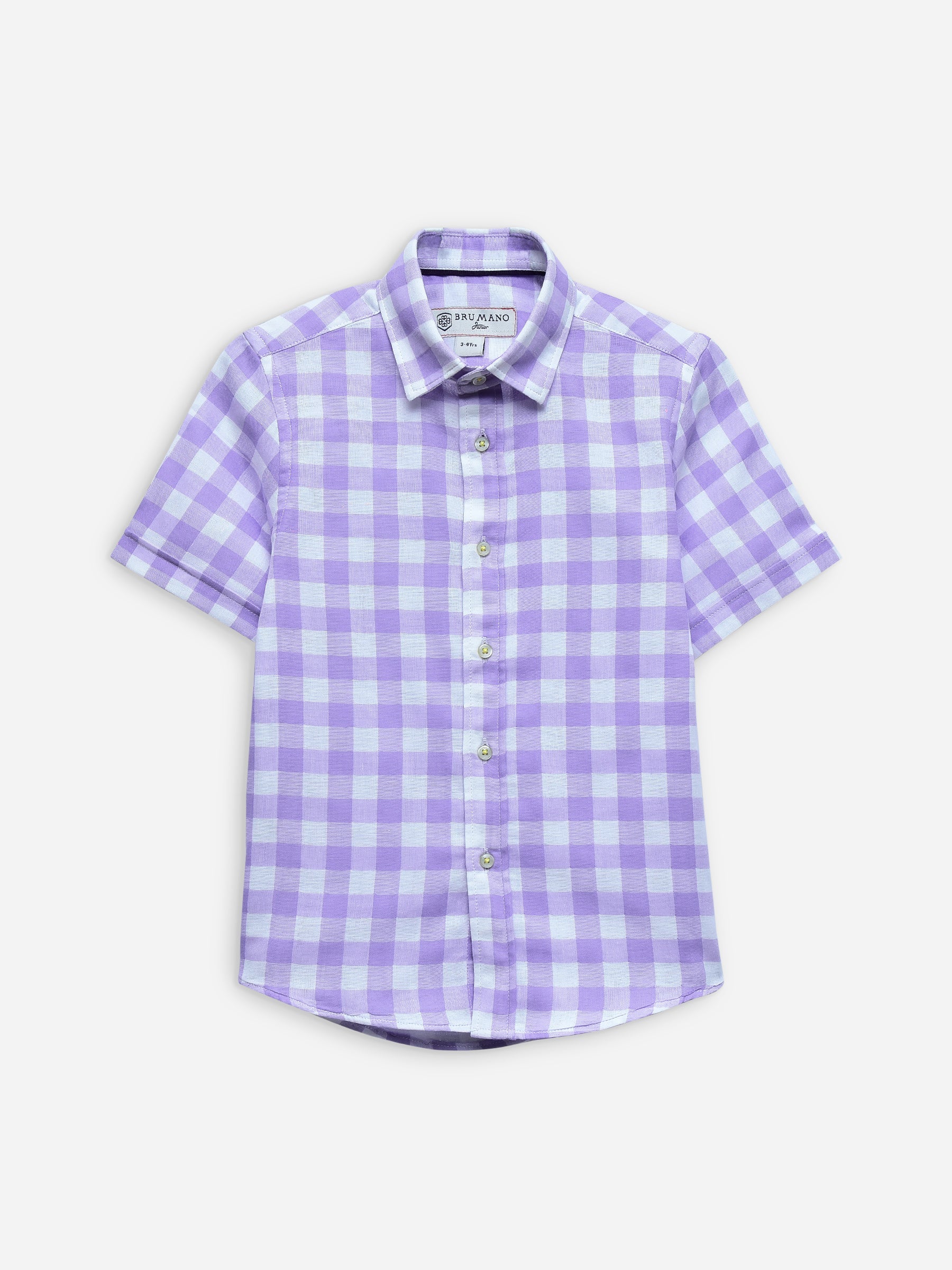 Purple Large Gingham Half Sleeve Casual Shirt