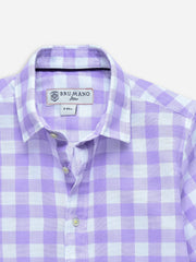 Purple Large Gingham Half Sleeve Casual Shirt