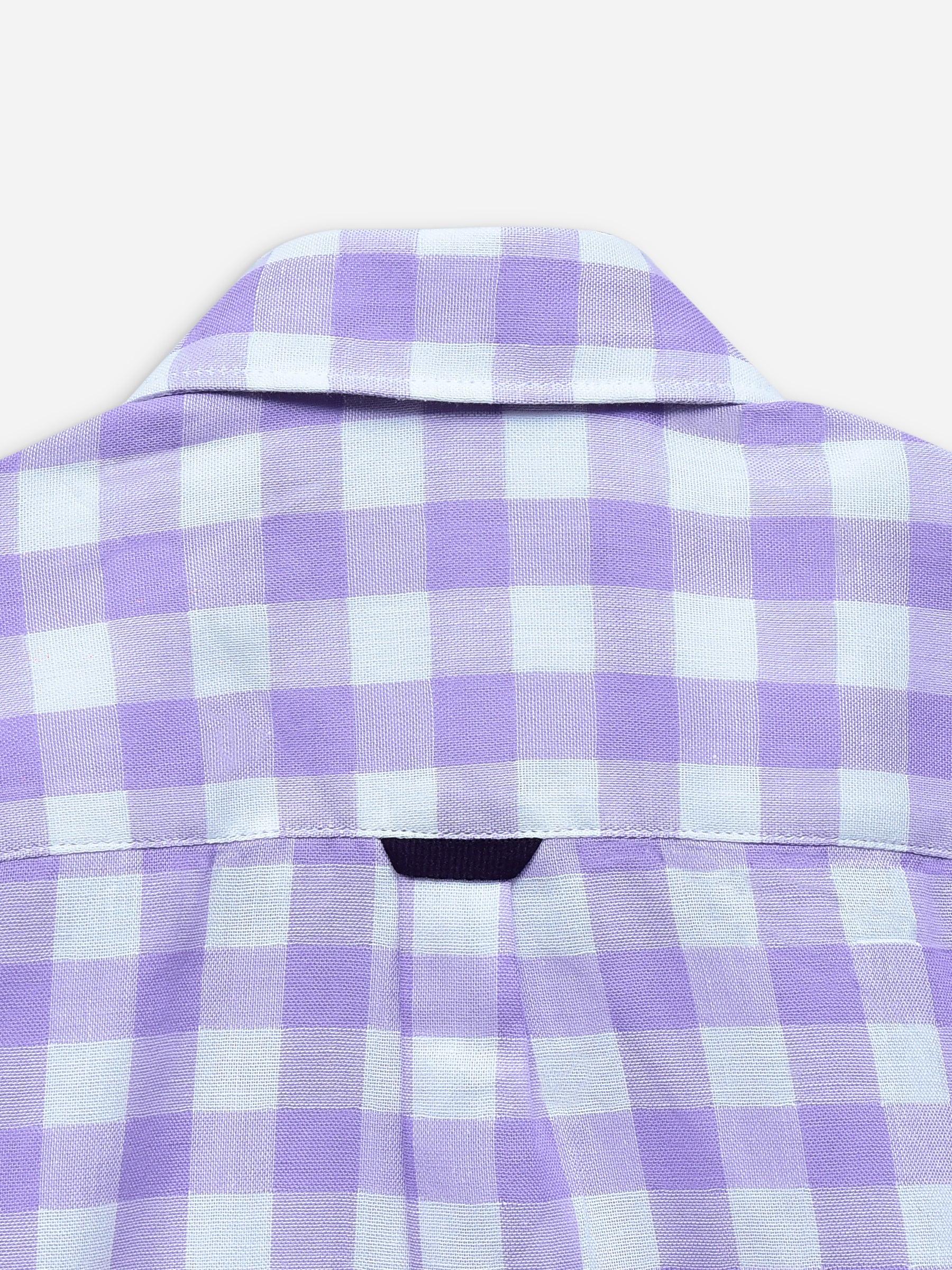 Purple Large Gingham Half Sleeve Casual Shirt