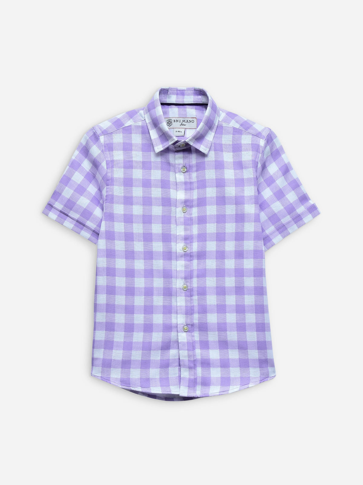 Purple Large Gingham Half Sleeve Casual Shirt