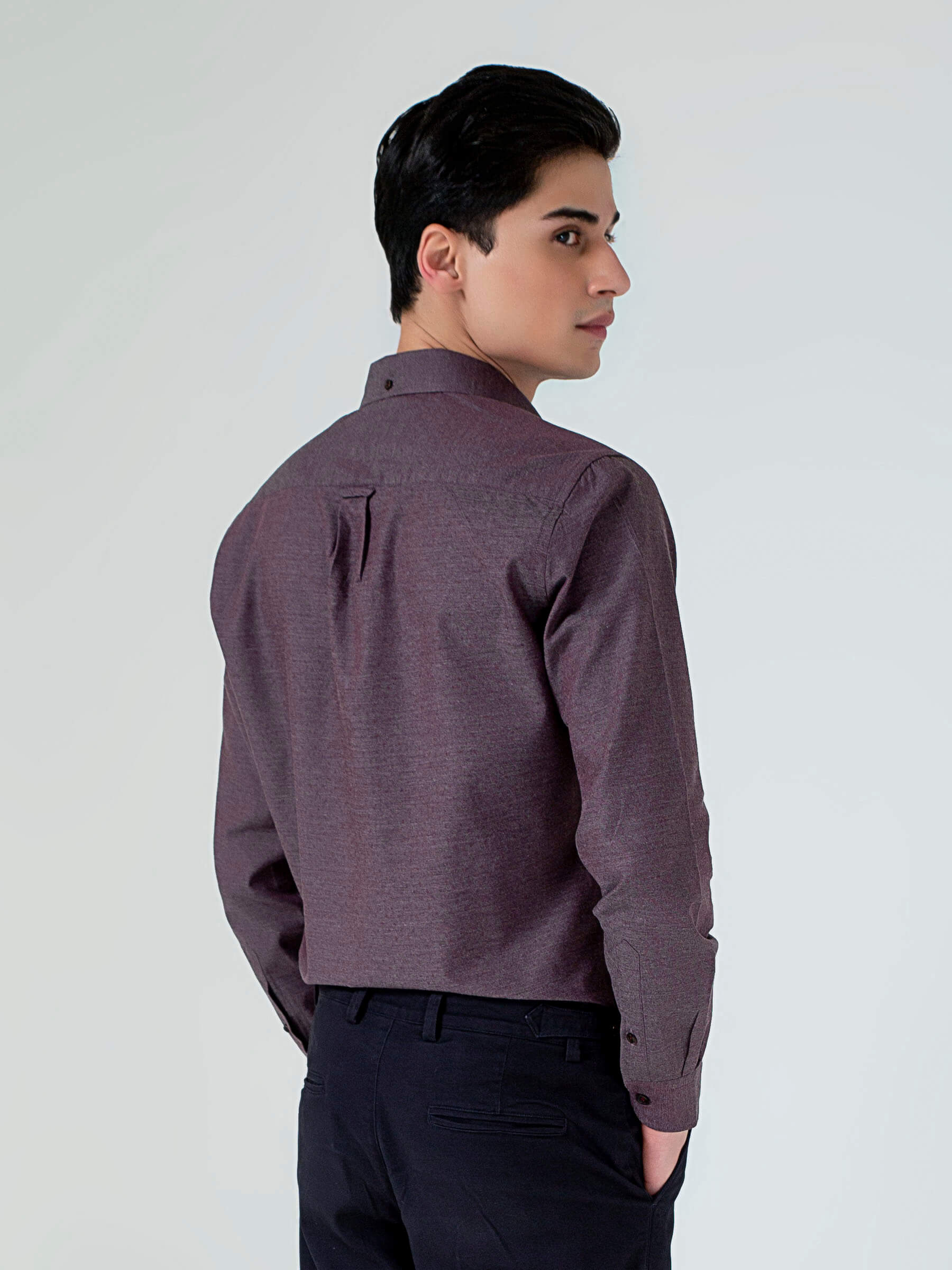 Purple Melange Button Down Shirt