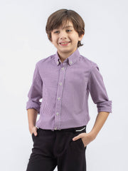 Purple Micro Gingham Button Down Casual Shirt