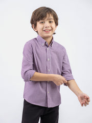 Purple Micro Gingham Button Down Casual Shirt