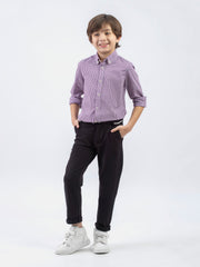 Purple Micro Gingham Button Down Casual Shirt
