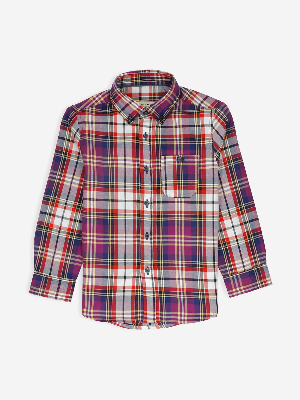 Purple Multi Color Checkered Casual Shirt