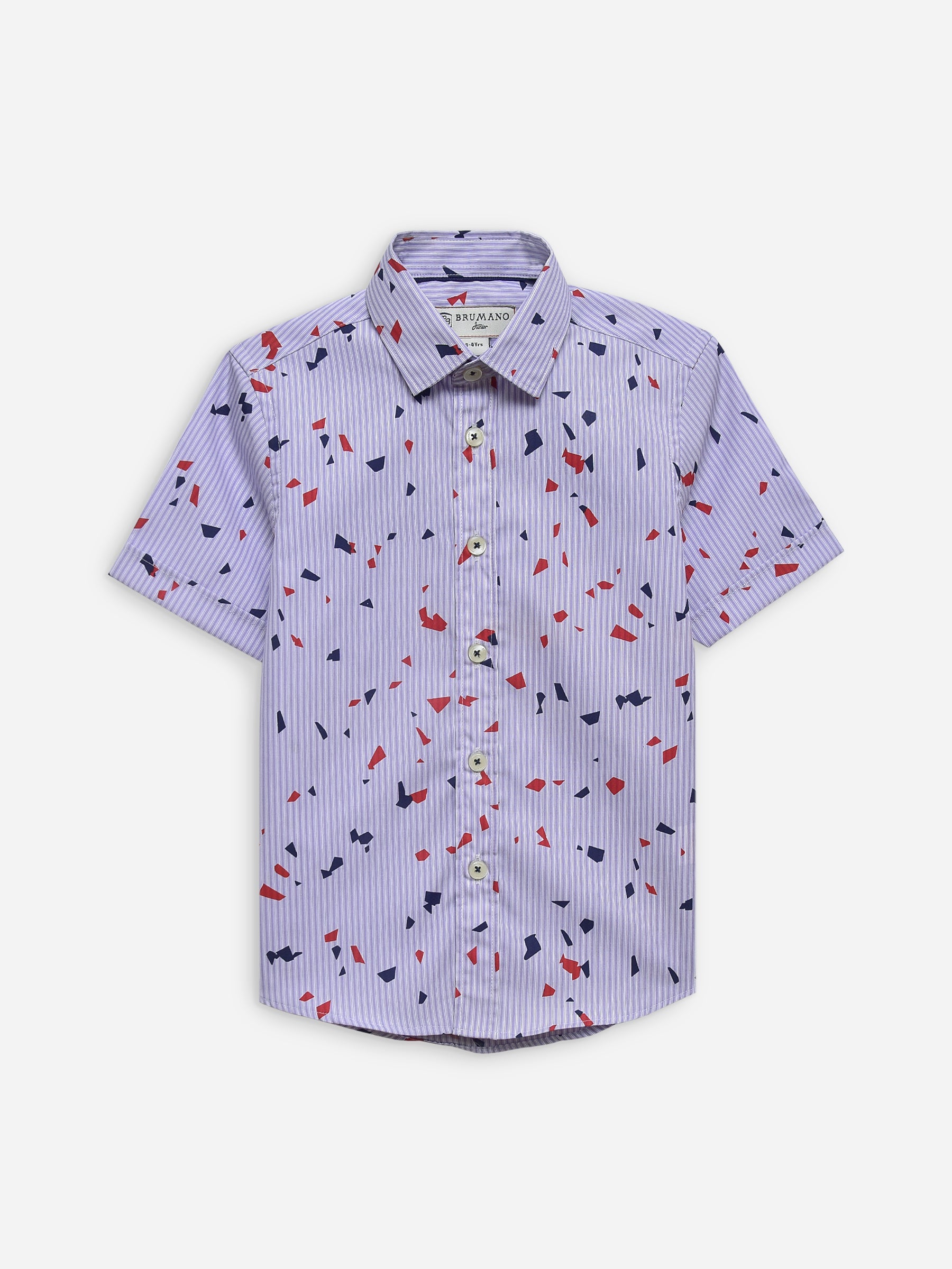 Purple Striped Printed Half Sleeve Casual Shirt