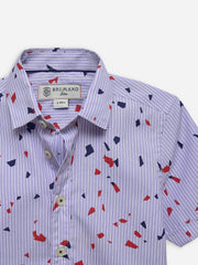 Purple Striped Printed Half Sleeve Casual Shirt