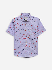 Purple Striped Printed Half Sleeve Casual Shirt