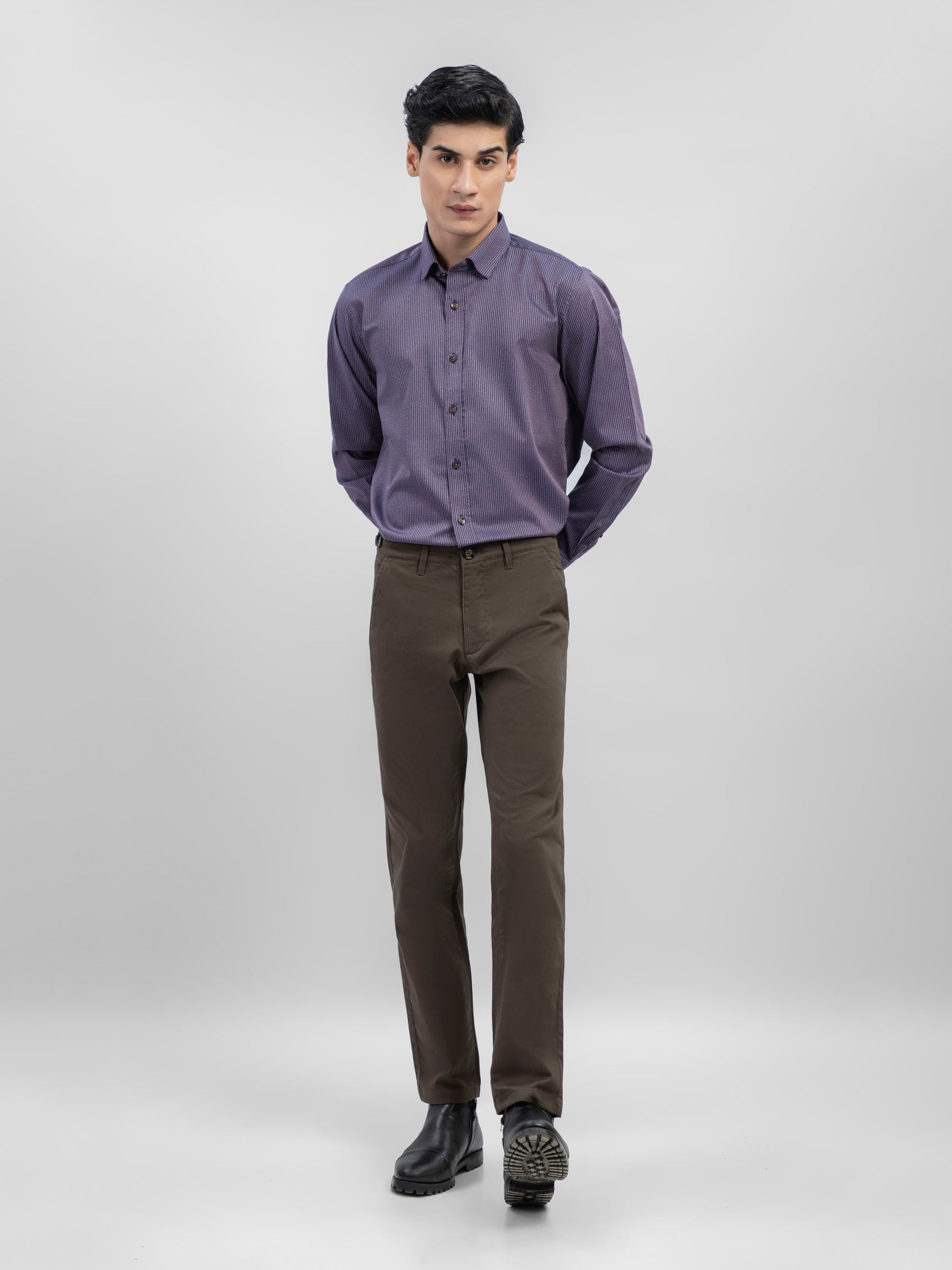 Purple Striped Shirt With Detailing