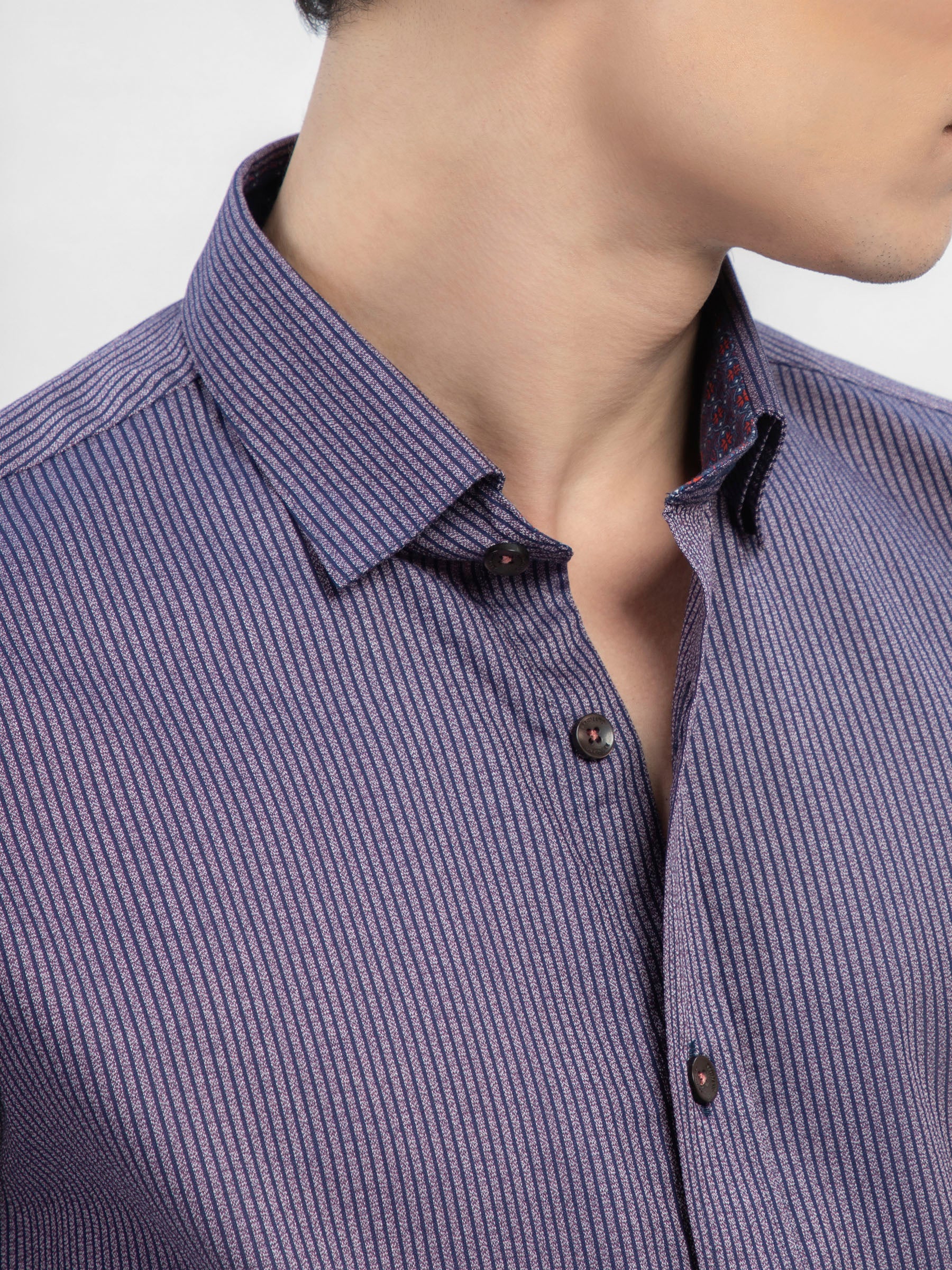 Purple Striped Shirt With Detailing