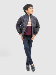 Purple & Grey Wool Puffer Casual Jacket