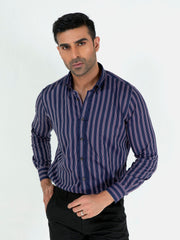Purple & Navy Blue Striped Shirt