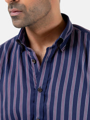 Purple & Navy Blue Striped Shirt