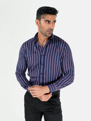 Purple & Navy Blue Striped Shirt