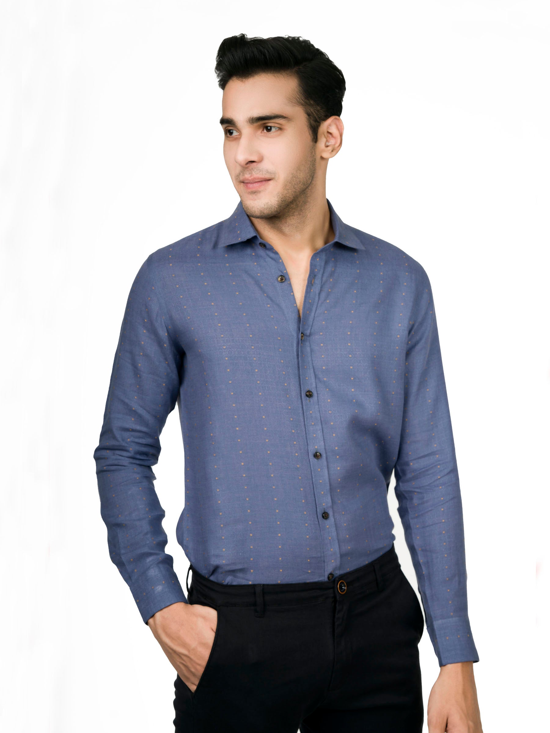 Purple & Orange Dobby Linen Shirt