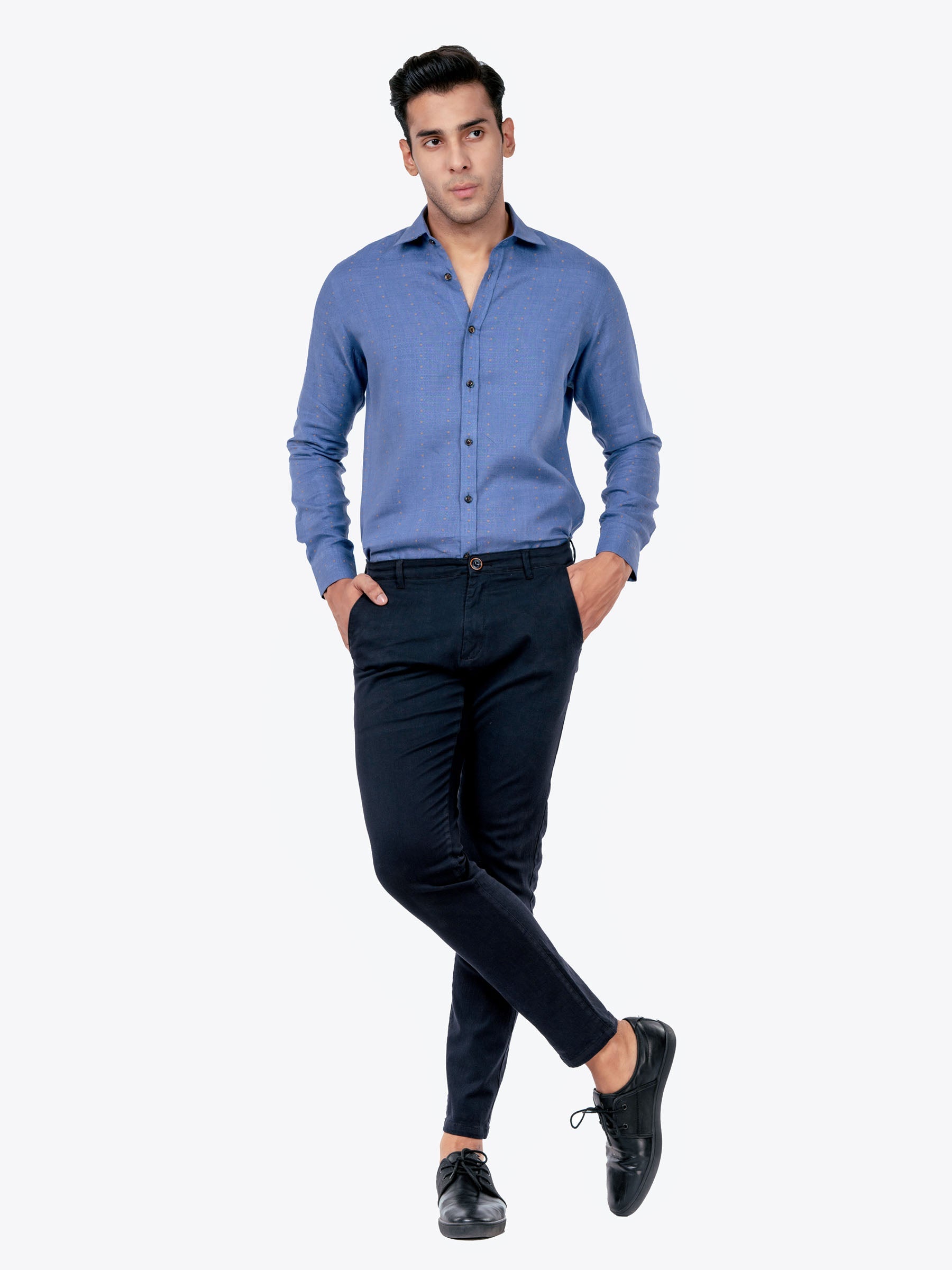 Purple & Orange Dobby Linen Shirt