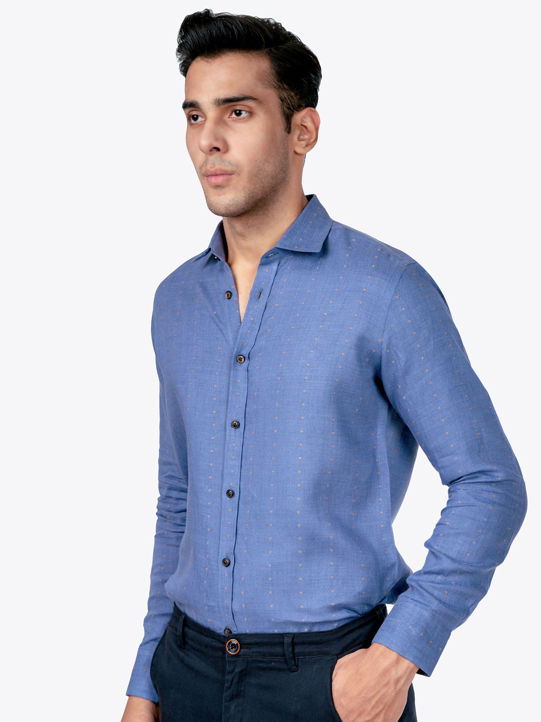 Purple & Orange Dobby Linen Shirt