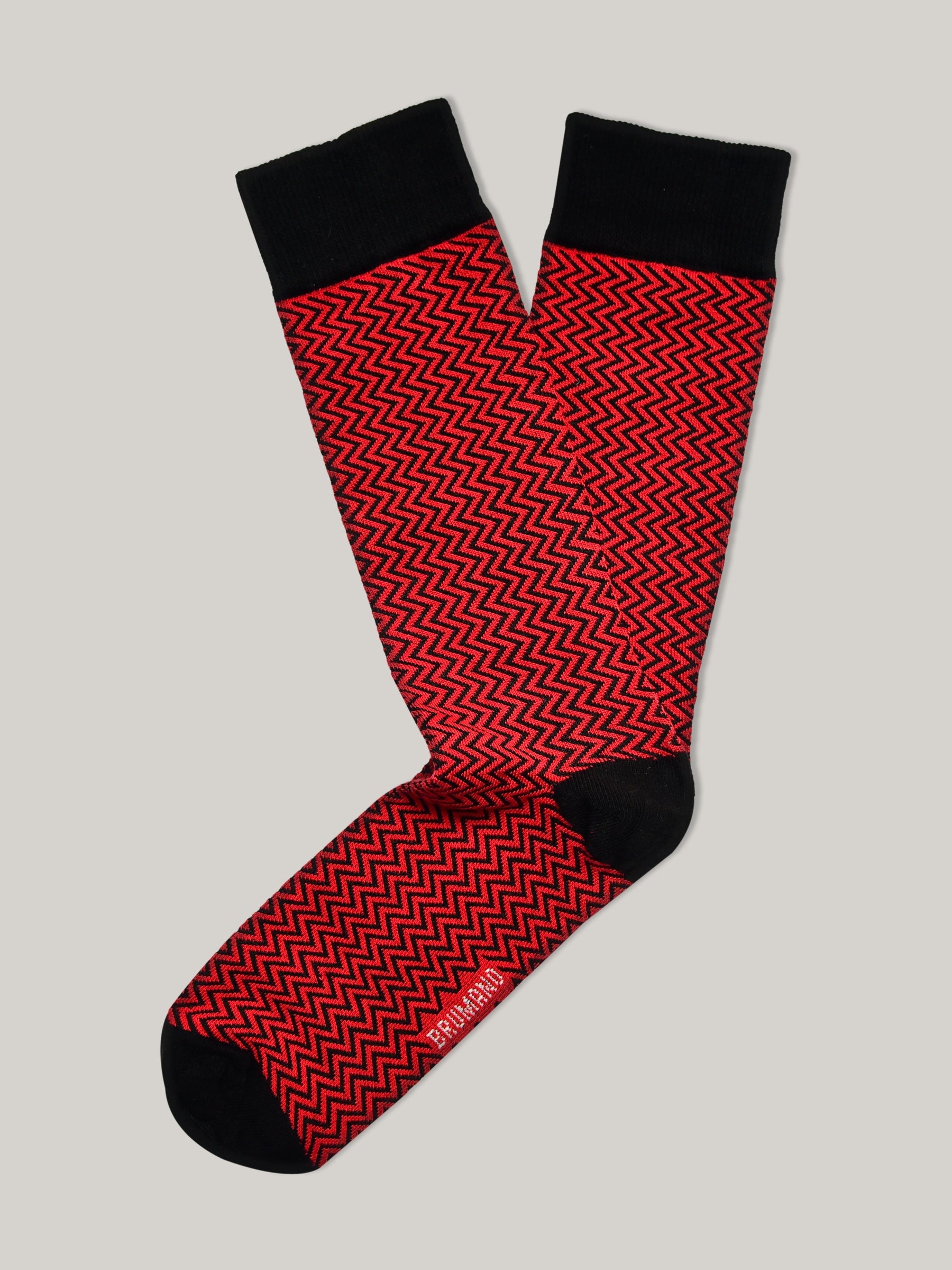 Red & Black Zig-Zag Cotton Socks