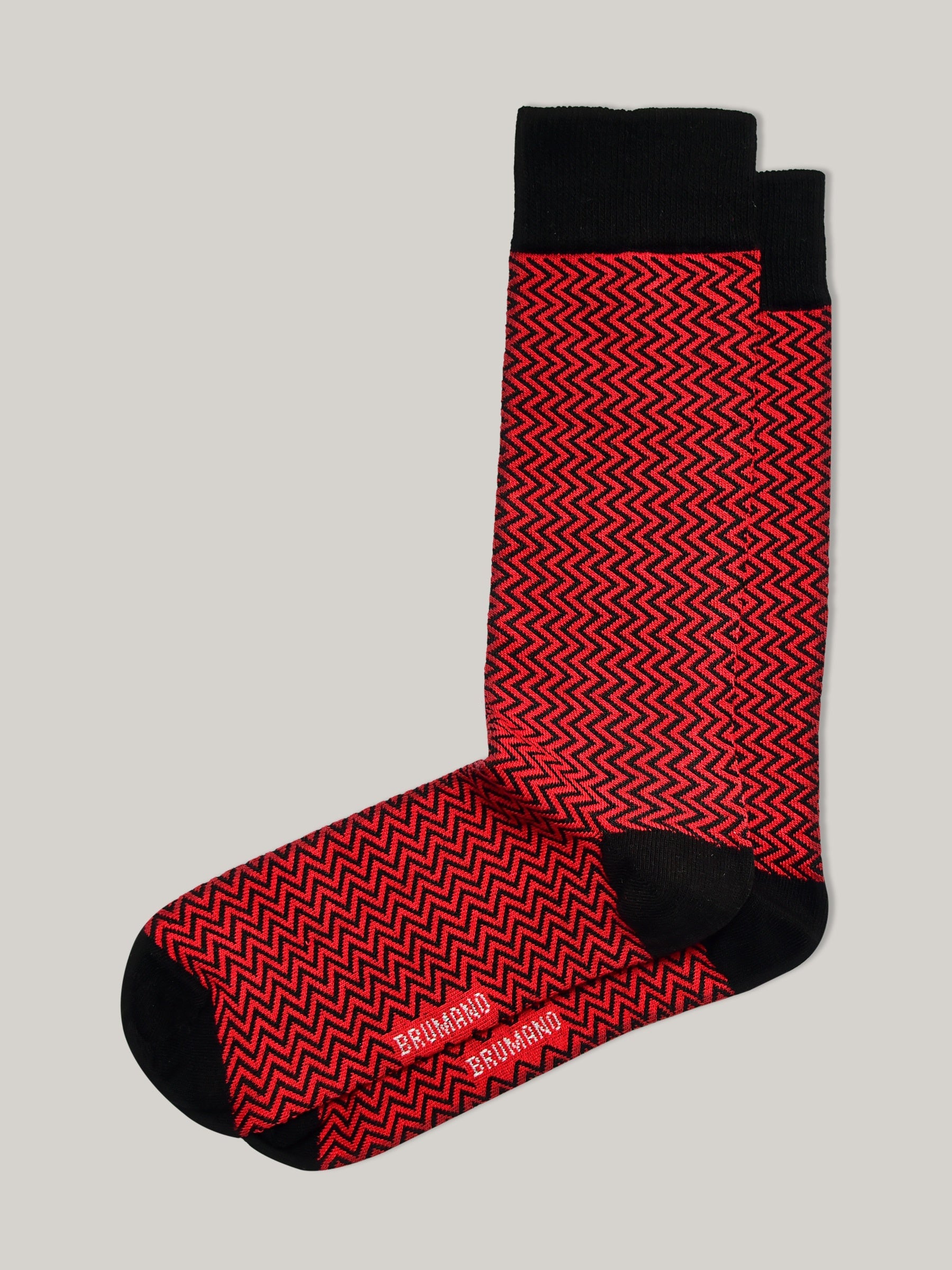 Red & Black Zig-Zag Cotton Socks