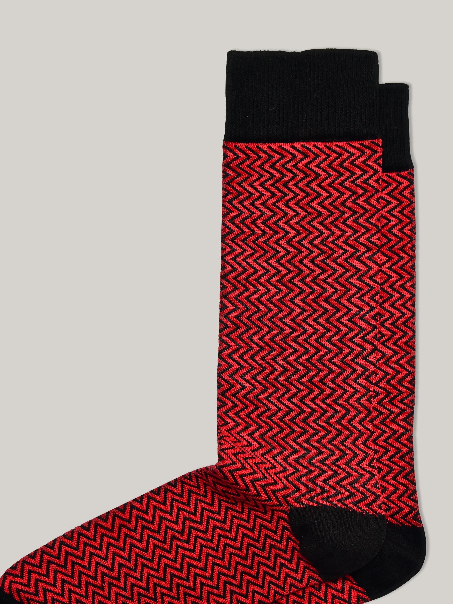 Red & Black Zig-Zag Cotton Socks